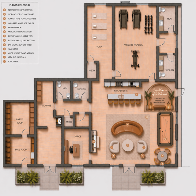 Casablanca clubhouse layout rendering